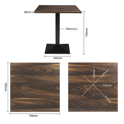 HW850 Bolero Complete Tafel Vierkant Donker Hout Effect 700mm