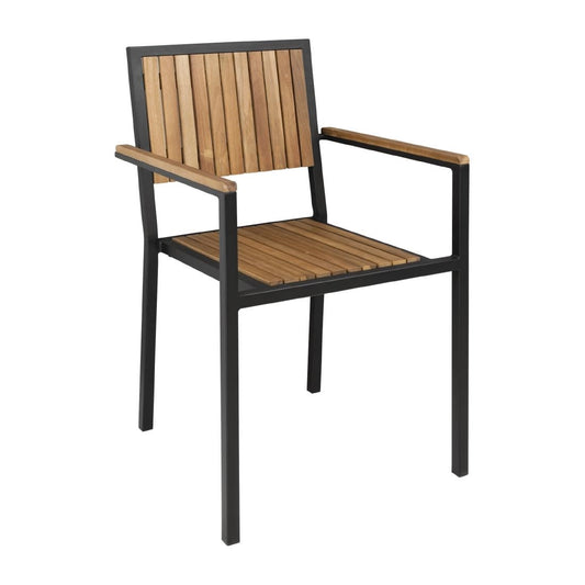 DS151 Bolero stalen en acaciahouten stoelen met armleuningen (4 stuks)