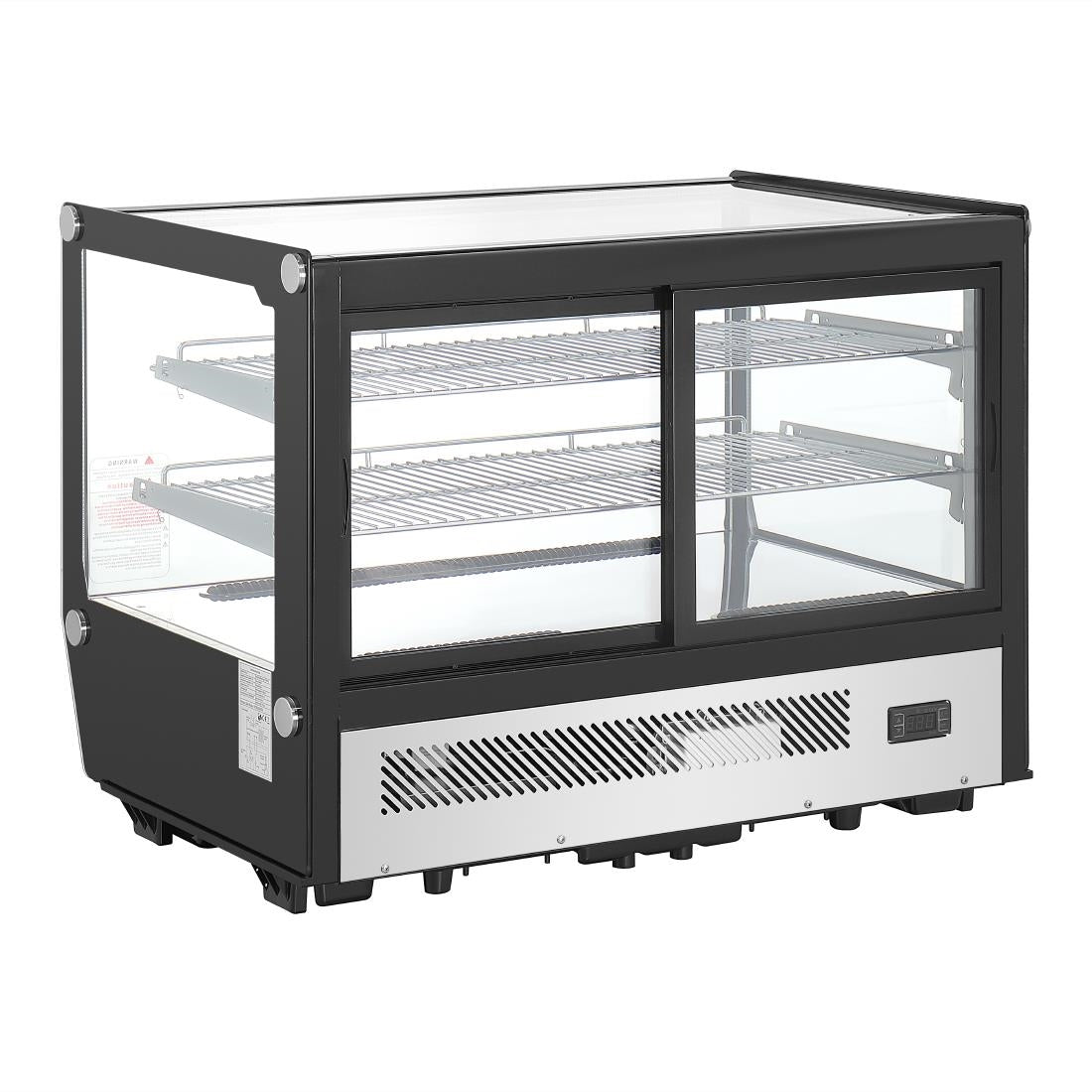 PG004 Polar G-Serie aanrecht model Display Koelkast Zwarte Vierkante Glas 160Ltr
