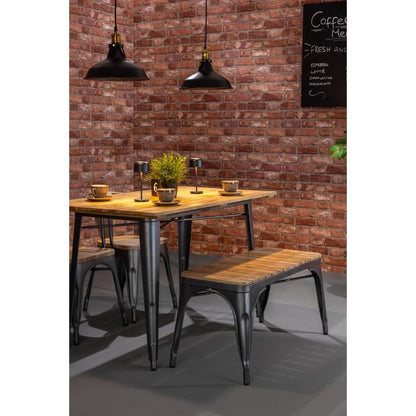 HZ817 Bolero Bistro Bank Met Mangohouten Latten En Donkergrijze Poten 850mm (2 stuks)