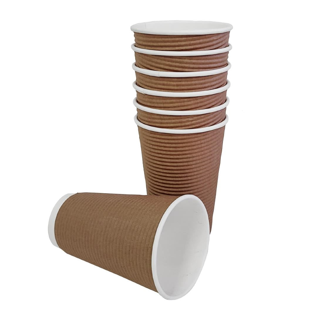 GF025 Fiesta Recyclable koffiebeker ribbelwand kraft 455ml (25 stuks)
