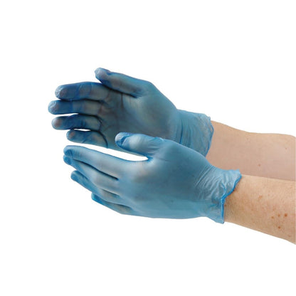 CB254-M Hygiplas vinyl handschoenen blauw gepoederd M (100 stuks)