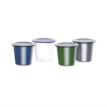 DC383 Olympia Emaille sauspotje wit en blauw 11,4cl (6 stuks)