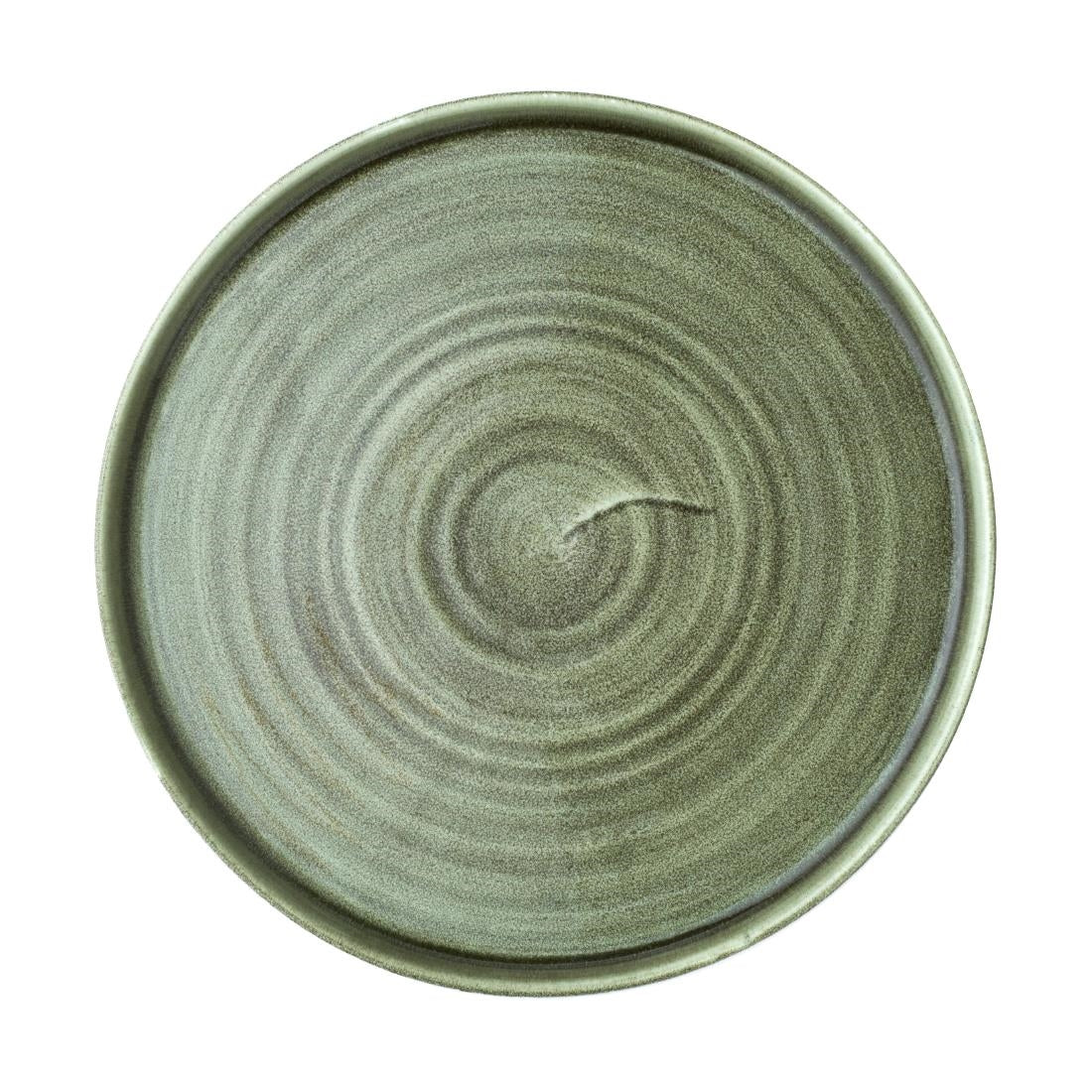 CX645 Churchill Stonecast Patina Burnished Green Bord Met Opstaande Rand 25.9cm (6 stuks)