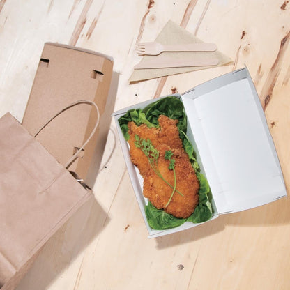 FB667 Fiesta Compostable composteerbare hamburgerdoosjes kraft groot rechthoekig (100 stuks)