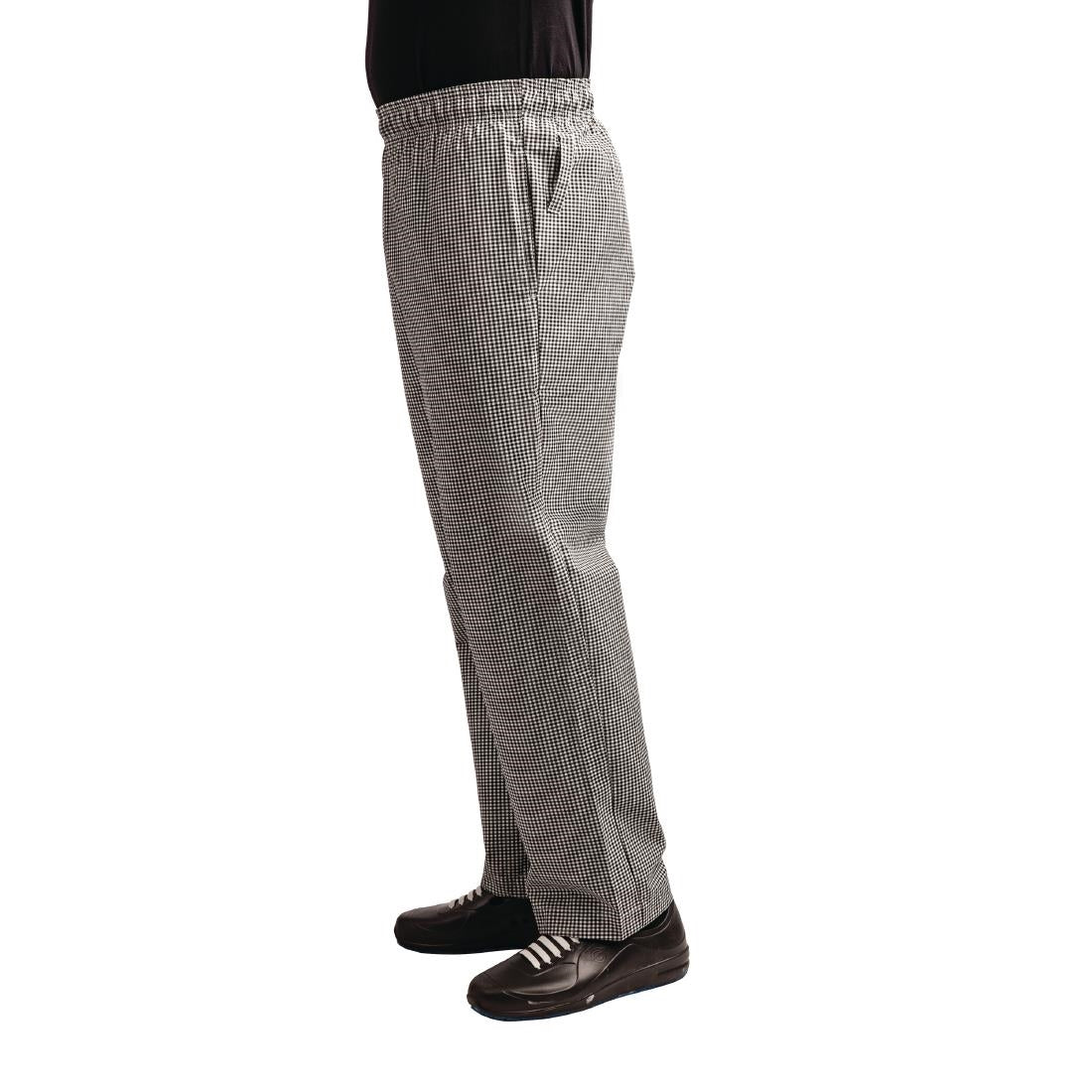 A026T-XS Whites Easyfit Teflon unisex koksbroek met kleine ruit zwart-wit XS