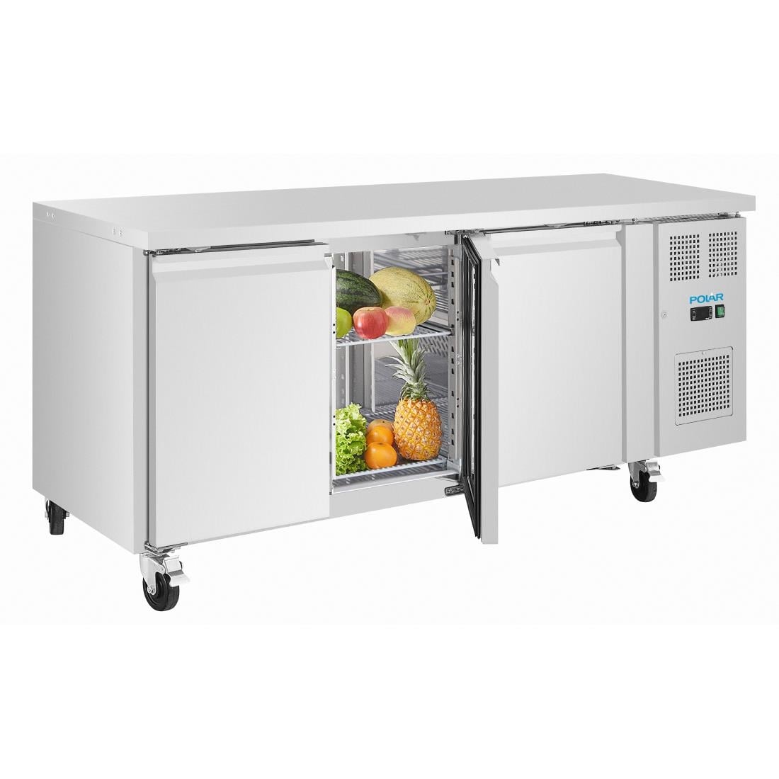 UA106 Polar U-Series Drie-deurs smalle koelwerkbank 231Ltr