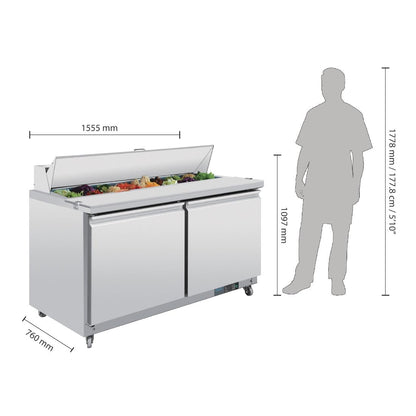 GD883 Polar U-serie 2-deurs gekoelde saladette 527L