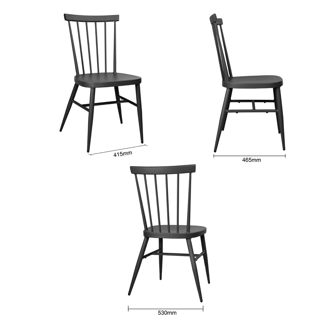 DX686 Bolero Windsor Aluminium Zwarte Stoelen (4 Stuks)