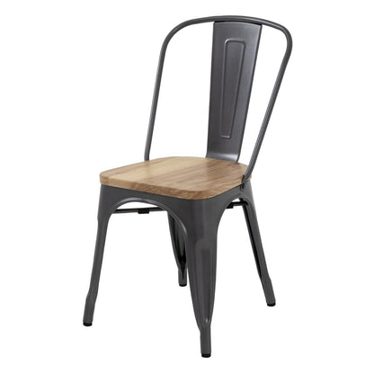 GG708 Bolero Bistro stalen stoelen met houten zitting grijs (4 stuks)