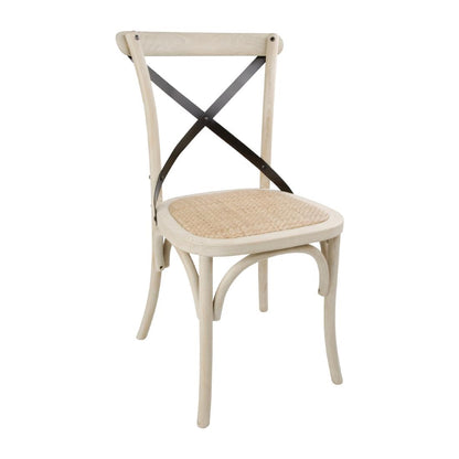 DR306 Bolero houten stoel met gekruiste rugleuning ecru (2 stuks)