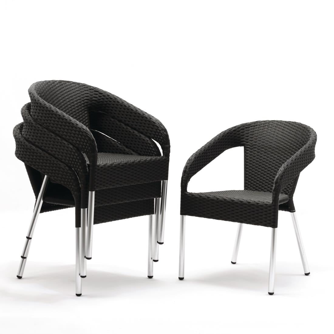CG223 Bolero polyrotan indoor/outdoor stoelen houtskool (4 stuks)