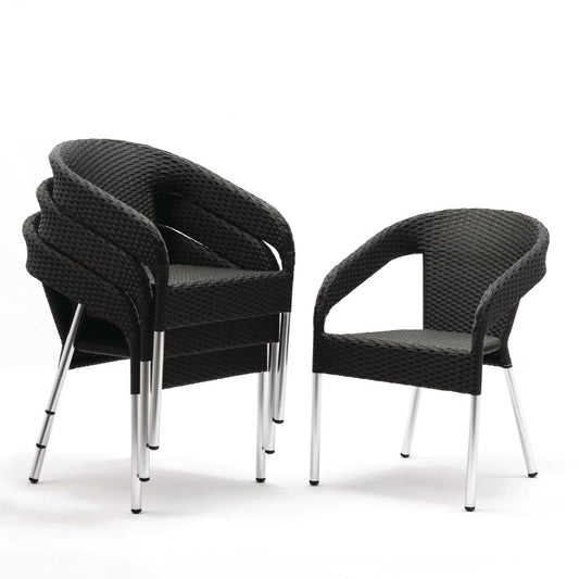 CG223 Bolero polyrotan indoor/outdoor stoelen houtskool (4 stuks)