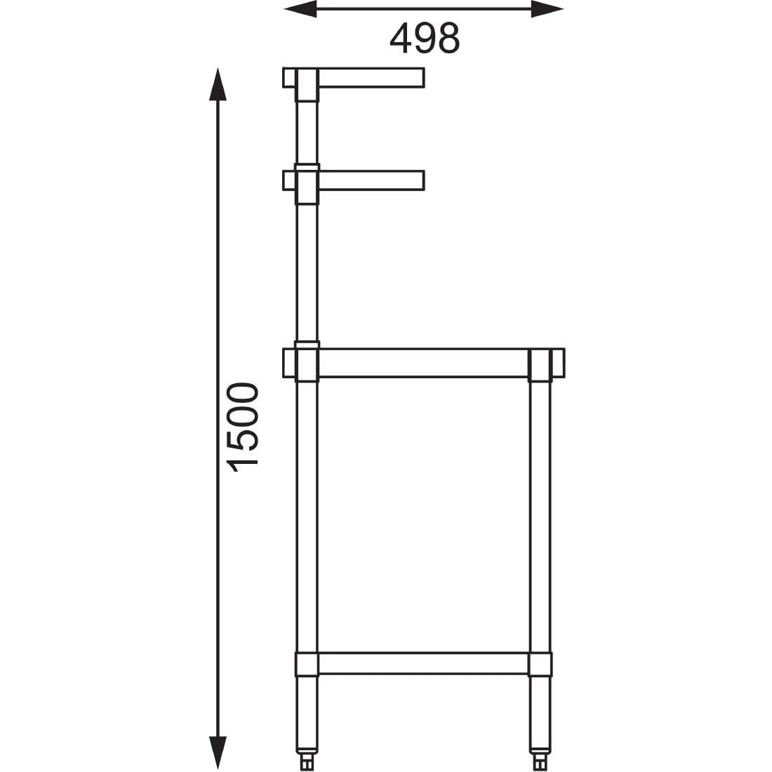 CC359 Vogue RVS werktafel met wandplanken 120cm