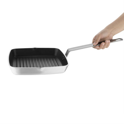 DL942 Vogue aluminium vierkante anti-aanbak teflon geribbelde grillpan 24cm
