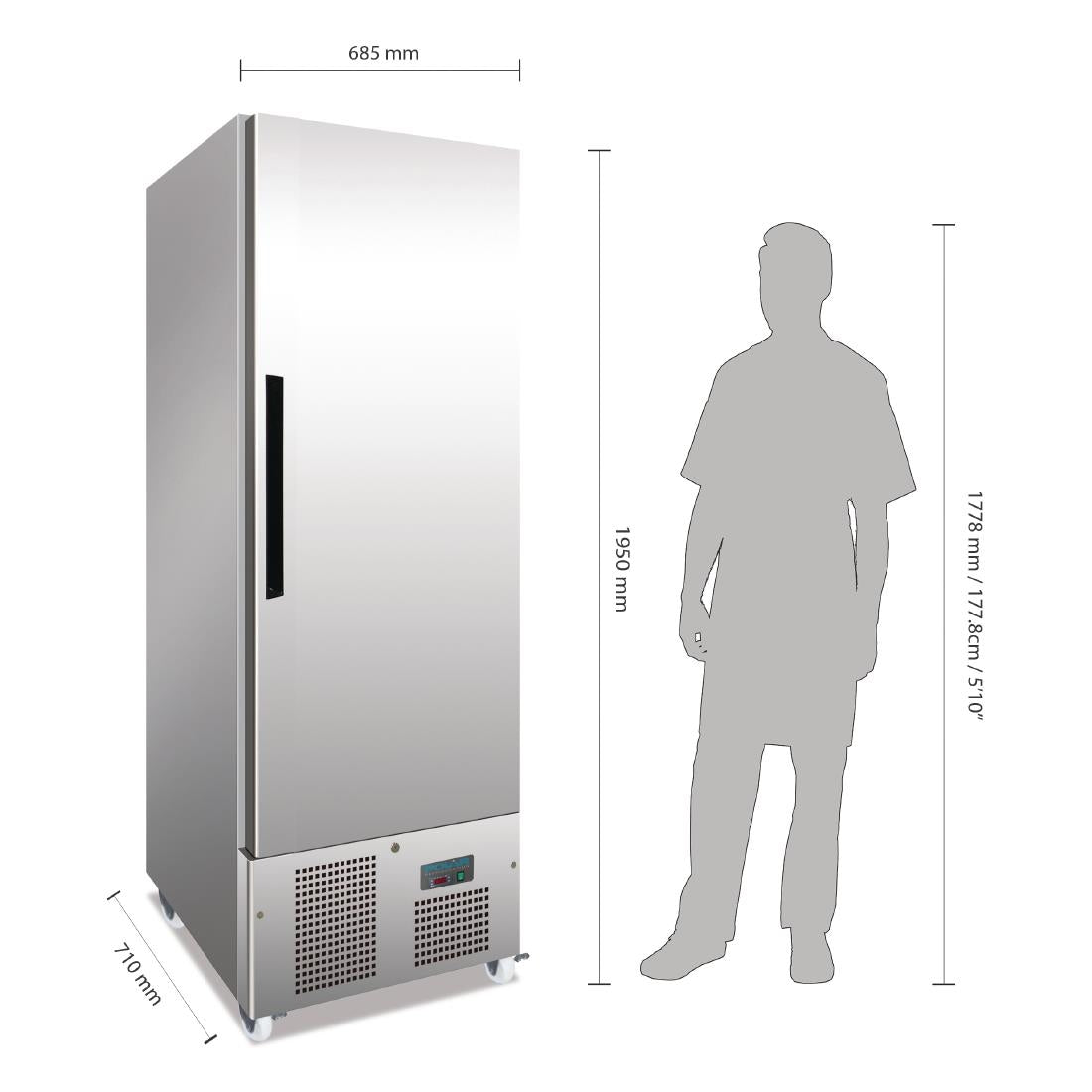 G591 Polar G-serie 1-deurs slimline RVS vriezer 440L