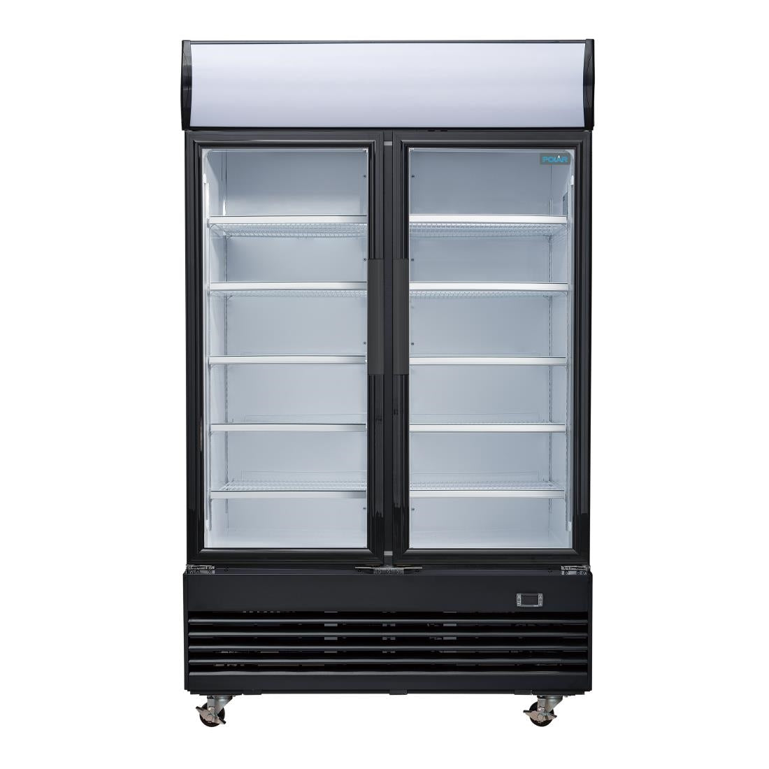 GM813 Polar G-Serie Rechtopstaande Scharnierdeur Display Koeling met Lichtbak 950Ltr Zwart