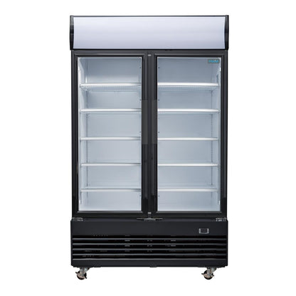GM813 Polar G-Serie Rechtopstaande Scharnierdeur Display Koeling met Lichtbak 950Ltr Zwart