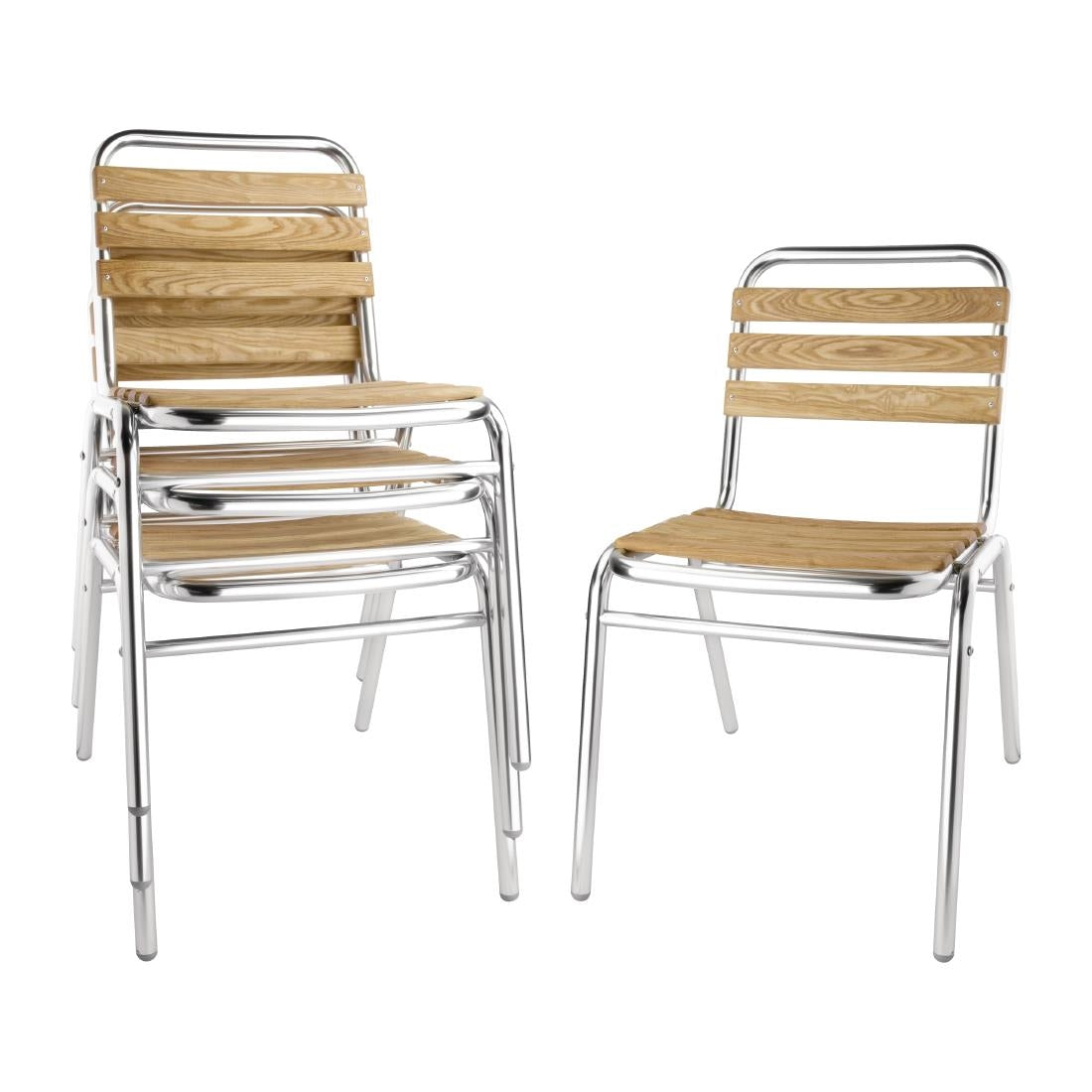 GK997 Bolero aluminium en essenhouten stoelen (4 stuks)