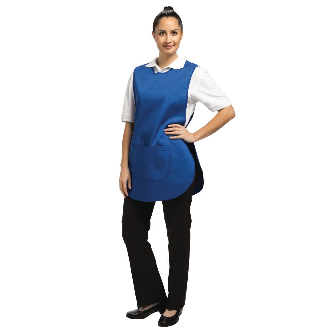 B043 Whites overgooierschort met zak royal blue