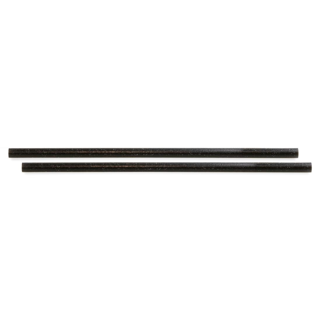 HU496 Sier Diposables Refork rechte rietjes zwart ø 8 mm / 24cm (100 stuks)