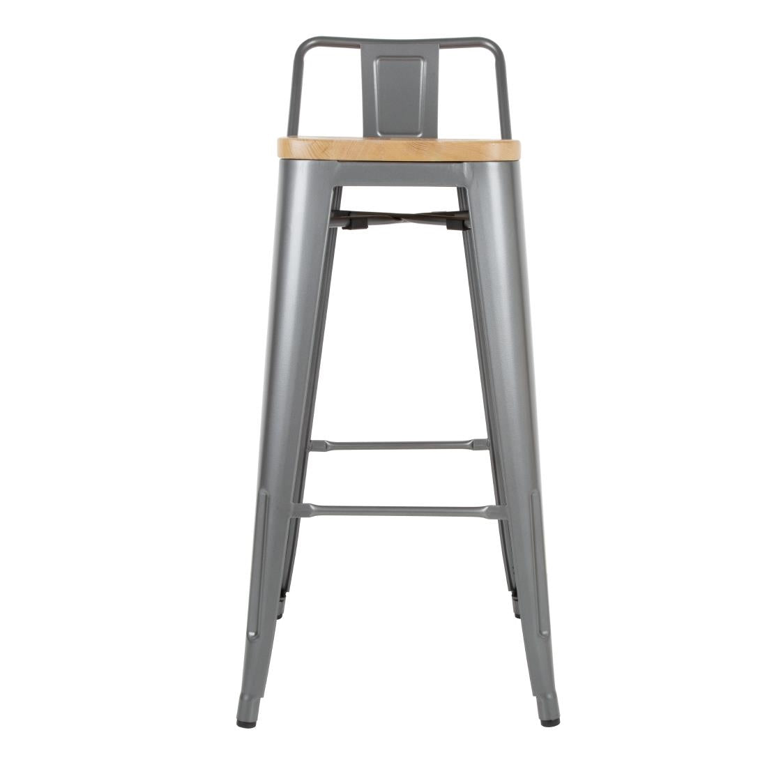 FB624 Bolero Bistro hoge barstoel met houten zitting grijs (4 stuks)