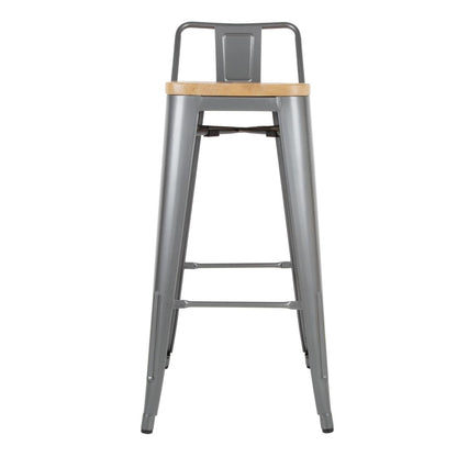 FB624 Bolero Bistro hoge barstoel met houten zitting grijs (4 stuks)