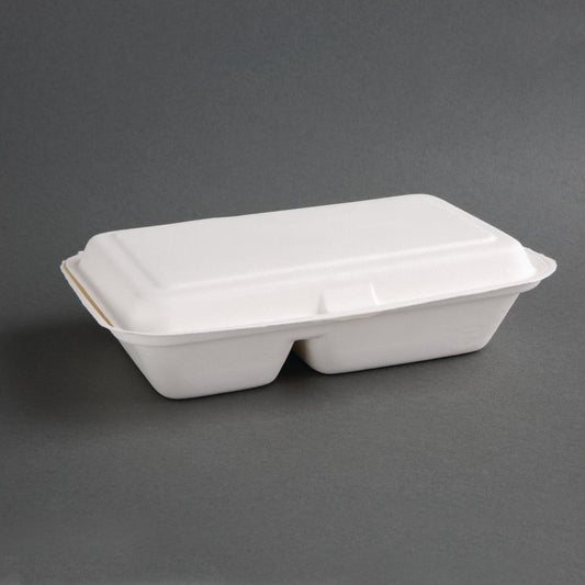 FC524 Fiesta Compostable composteerbare bagasse voedseldozen 2 compartimenten (200 stuks)