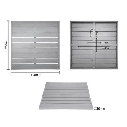 FW598 Bolero Aluminium Vierkant Tafelblad Lichtgrijs 700mm