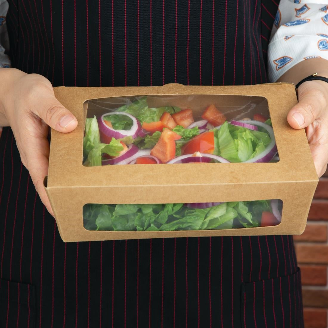FB678 Fiesta Compostable composteerbare saladebakken met PLA vensters 1600ml (200 stuks)