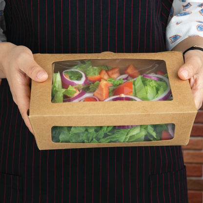 FB678 Fiesta Compostable composteerbare saladebakken met PLA vensters 1600ml (200 stuks)