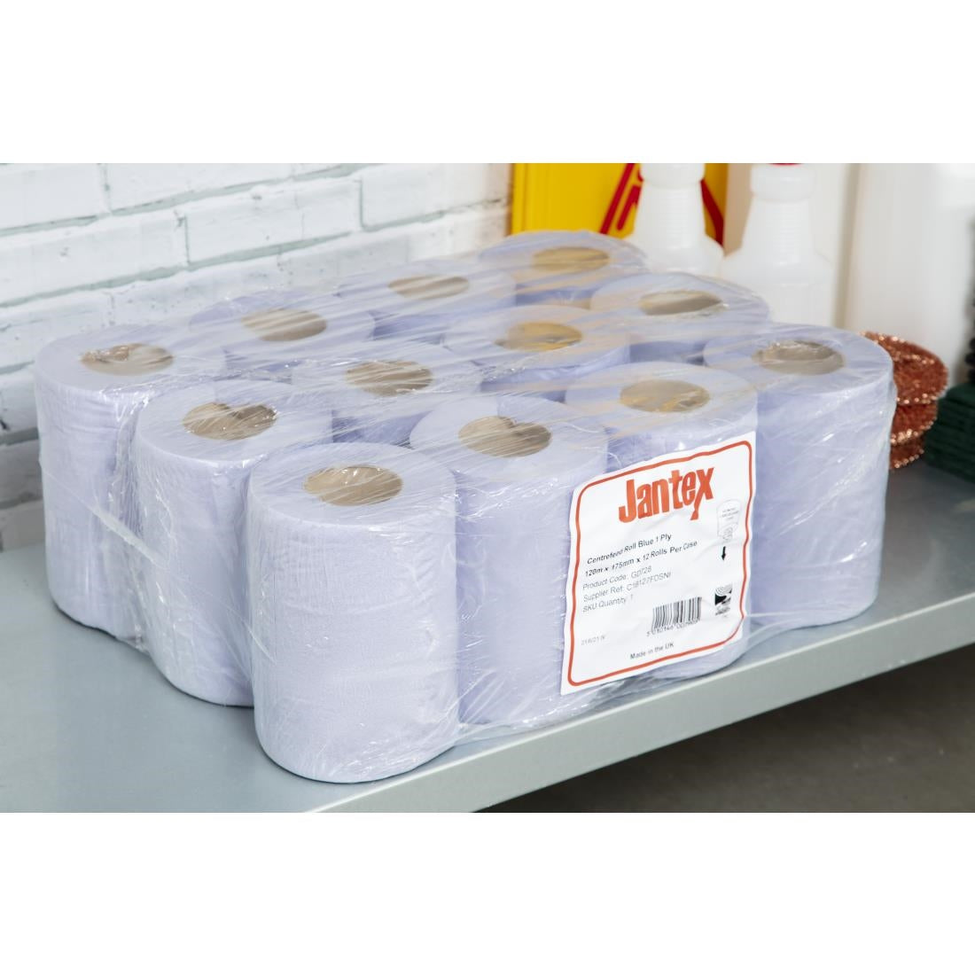 GD728 Jantex blauwe mini centrefeed rollen 1-laags (12 stuks)
