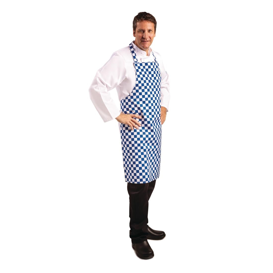 A554 Whites halterschort blauw-wit geblokt