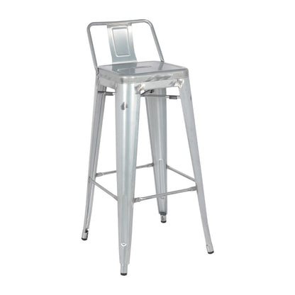 DL877 Bolero Bistro Hoge Kruk Van Staal Met Rugleuning (4 Stuks)