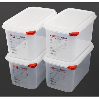 T985 Araven GN 1/4 voedselbak met deksel 4,3Ltr (4 stuks)