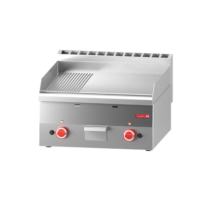 GN025 Gastro M 600 gas bakplaat 60/60 FTRG 2/3 glad 1/3 geribbeld