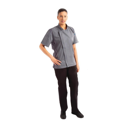 BB267-XL Chef Works Urban Springfield unisex koksbuis met rits korte mouw inktblauw XL
