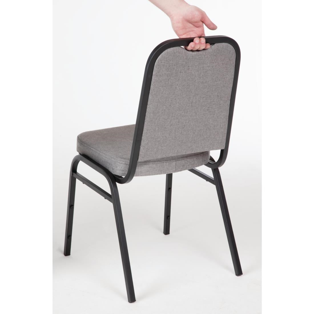 DA602 Bolero stalen stapelstoel met vierkante rugleuning grijs (4 stuks)