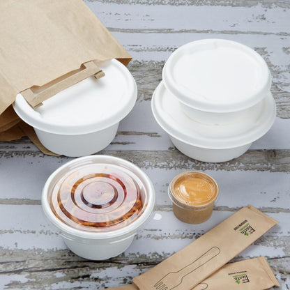 HW027 Fiesta Composteerbare Bagasse Deksel Voor 750/900ml Kom Basen (50 stuks)