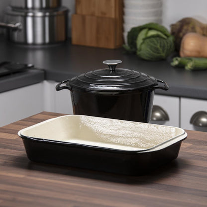 SA619 Vogue 2-delige gietijzeren braadpan en ovenschaal set