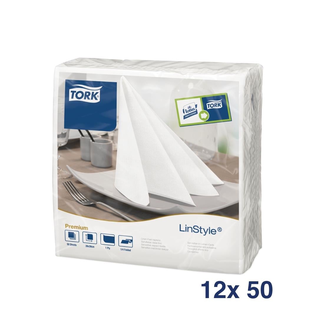 DP180 Tork Linstyle dinerservetten 1/4 vouw wit 40cm (600 stuks)