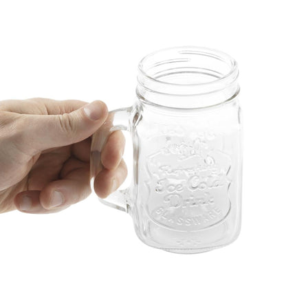 CM698 Olympia mason jar drinkglazen met tekst 450ml (12 stuks)