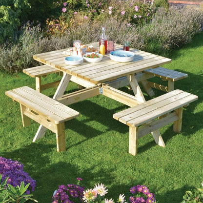 CG096 Rowlinson vierkante houten picknicktafel 198cm