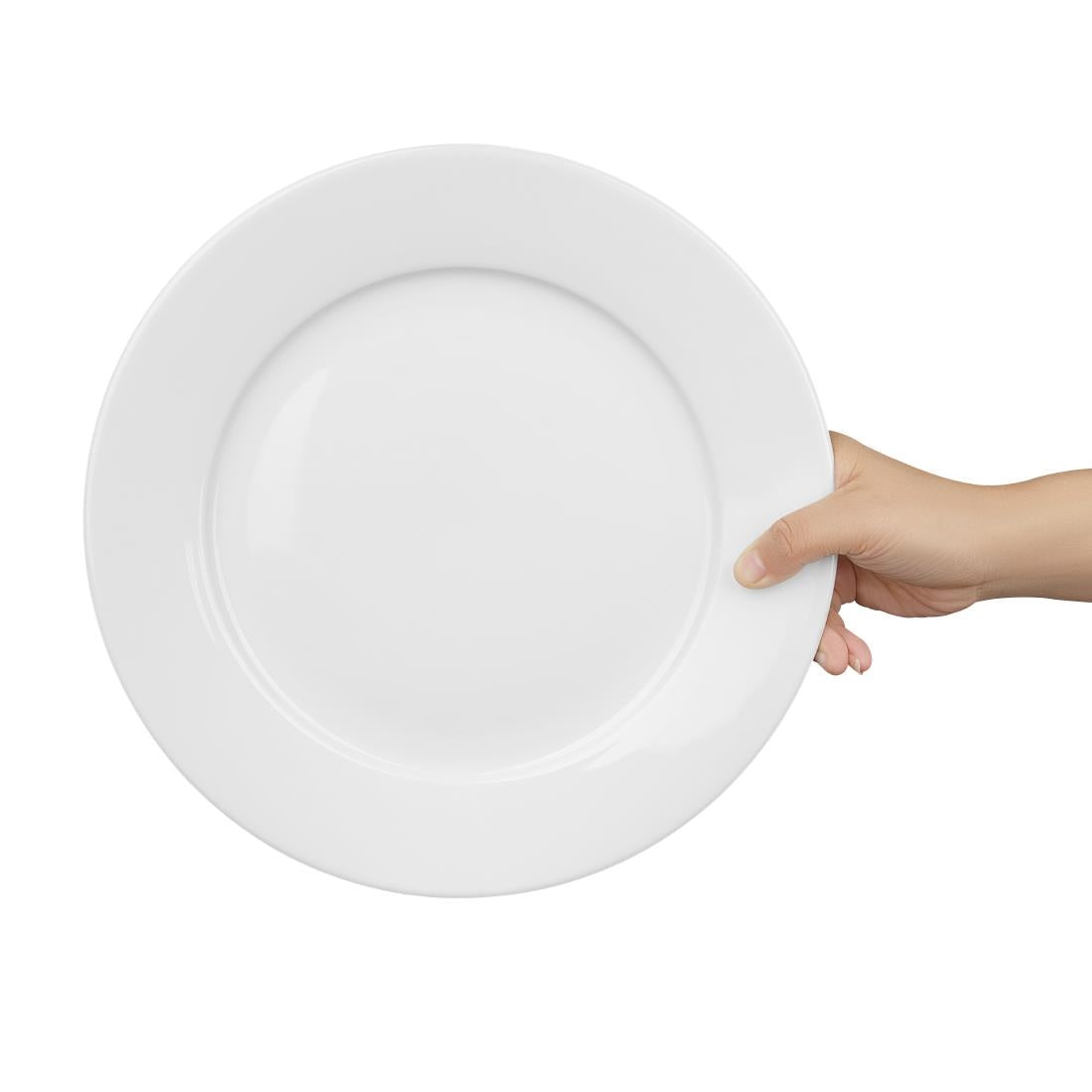 CB482 Olympia Whiteware Witte Borden Met Brede Rand 28cm (6 Stuks)