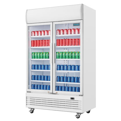 GE580 Polar G-serie tweedeurs displaykoeling met lichtbak 950L klapdeuren