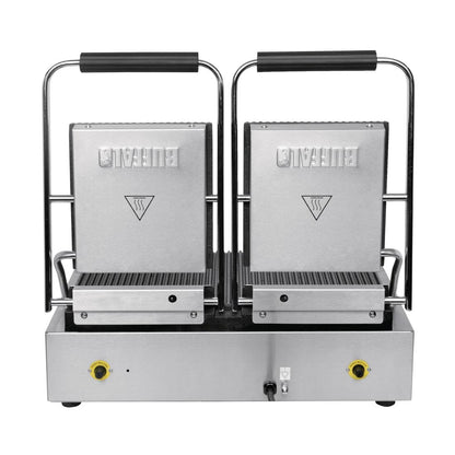 CU604 Buffalo Bistro Dubbele Geribbelde Contactgrill