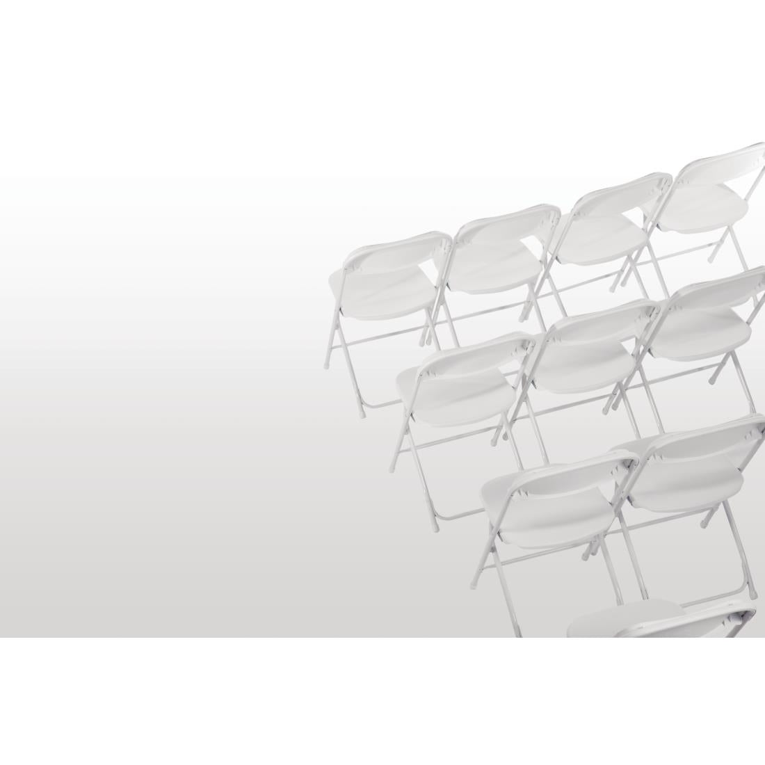 GD387 Bolero staal & polypropyleen klapstoelen wit (10 stuks)