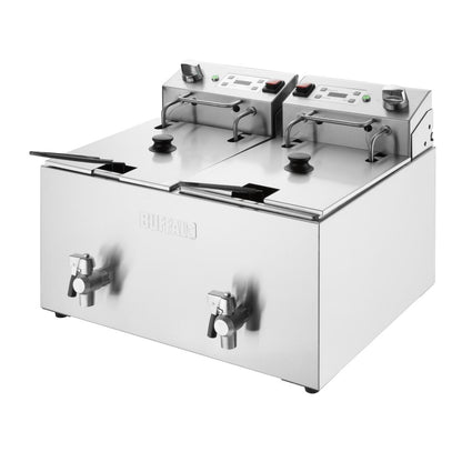 CU621 Buffalo Dubbele Elektrische Friteuse Met Timer 2X8Ltr