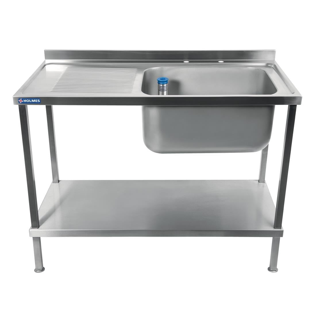 DR060 Holmes RVS spoelbak afdruiprek links 1000 mm volledig gemonteerd