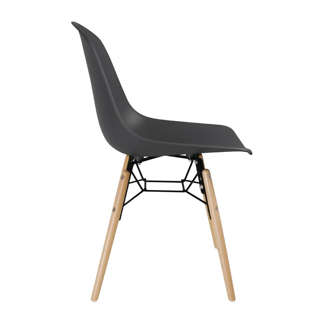 DM841 Bolero Arlo polypropyleen stoelen met houten poten grijs (2 stuks)